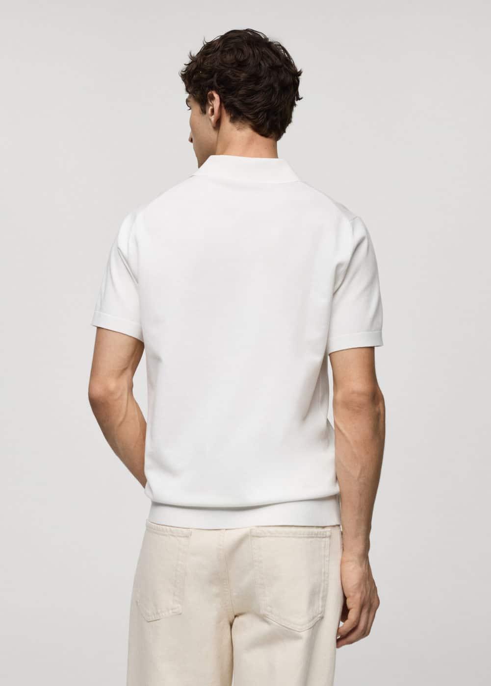 MANGO MAN - Fine-knit polo shirt whiteMen Product Image