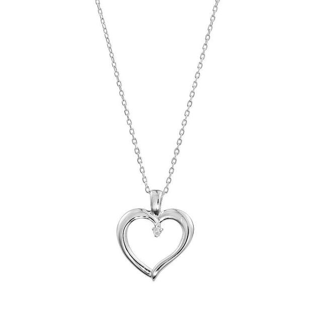 Main and Sterling Sterling Silver Diamond Accent Heart Pendant Necklace, Womens Silver Tone Product Image