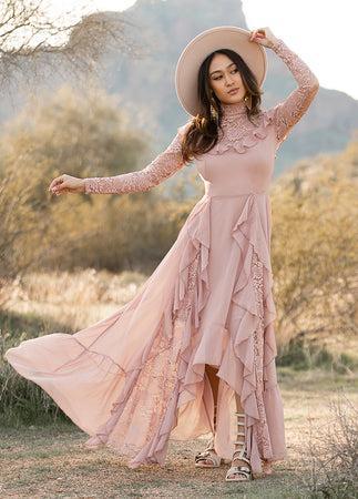 Sveta Maxi Dress in Nude Pink Product Image