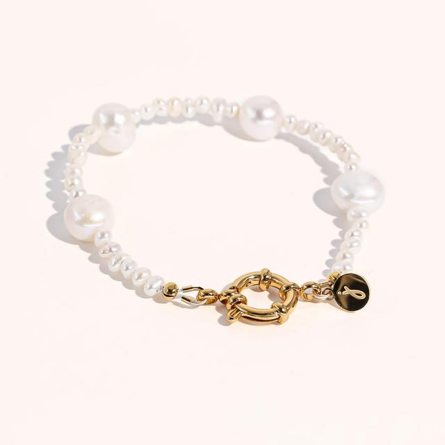 Joey Baby 18K Gold Plated Mixed Large & Small Freshwater Pearl - Kylie Bracelet 7 For Women and Girls Product Image