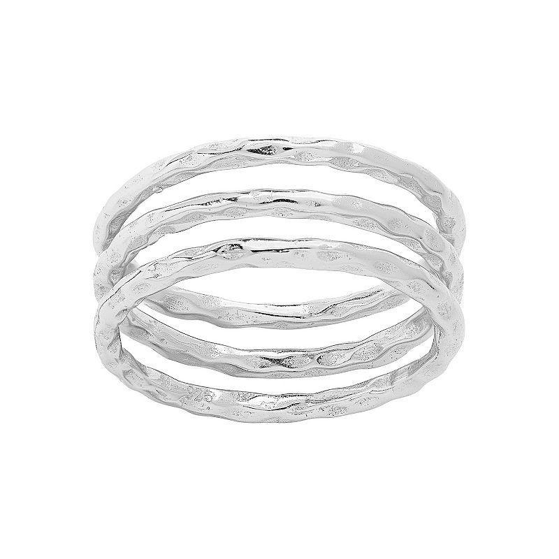 MC Collective Textured Triple Band Ring Set, Womens Silver Tone Product Image