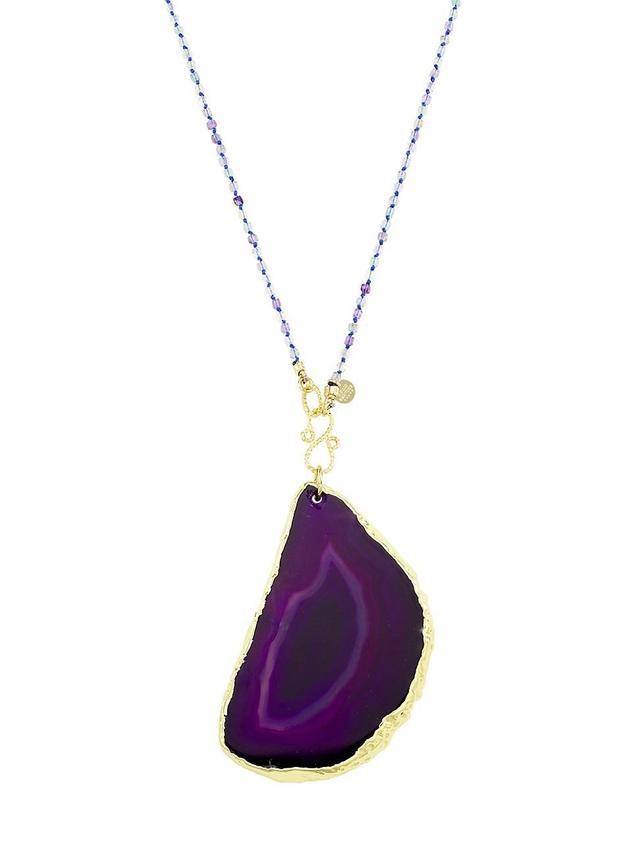 Womens Moorea 24K Gold-Plated, Fluorite & Purple Agate Necklace Product Image