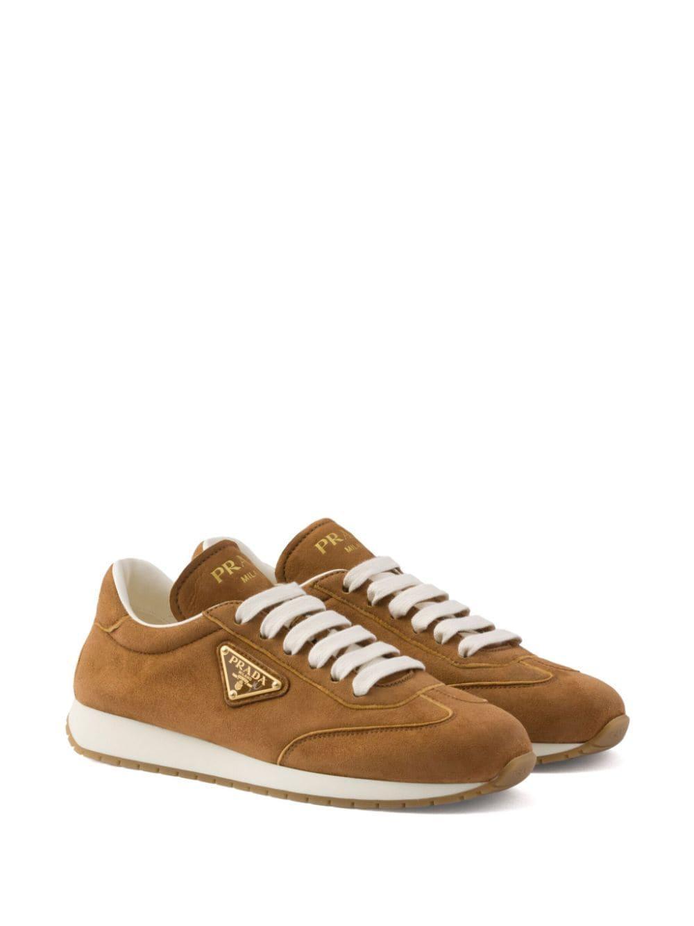 Suede Running Sneakers In Brown Product Image