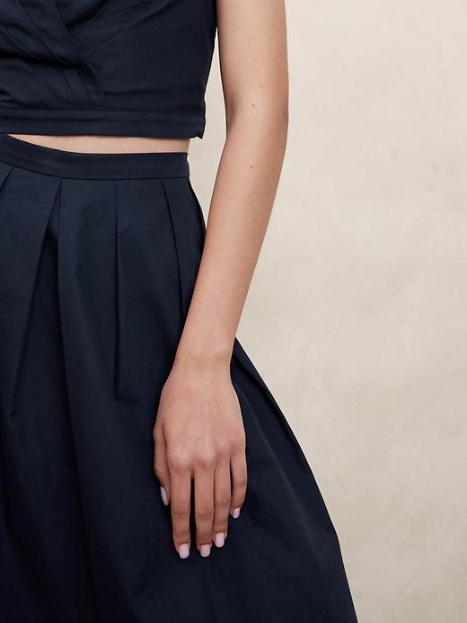 Poplin Pleated Midi Skirt Product Image