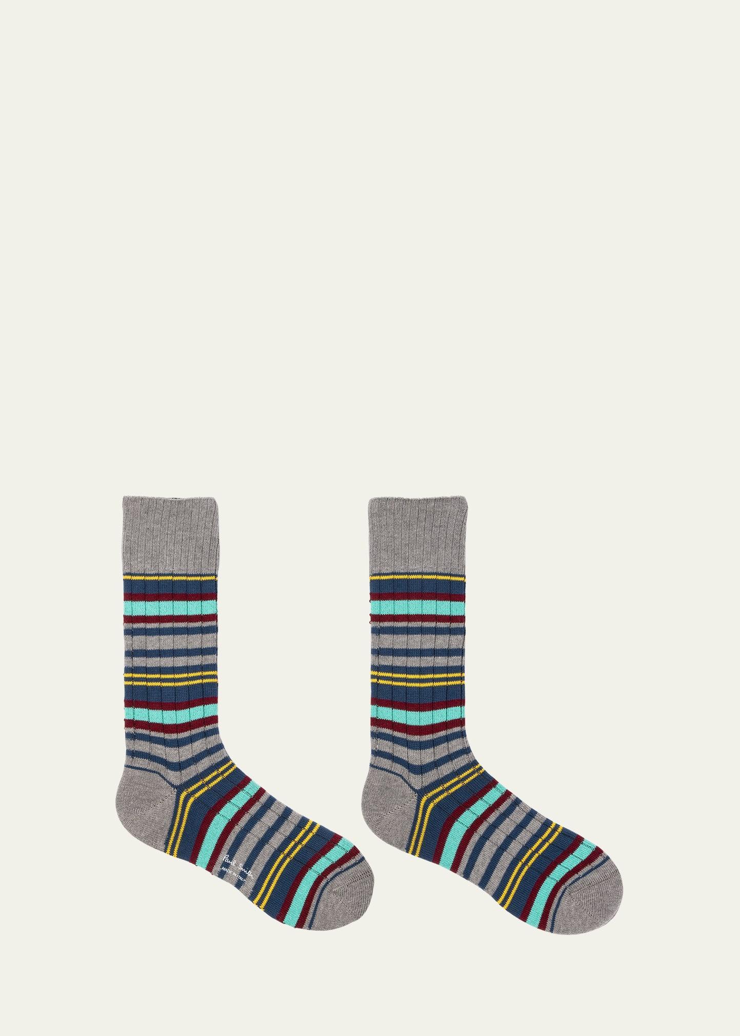 Mens Eddie Ribbed Multi-Stripe Crew Socks Product Image