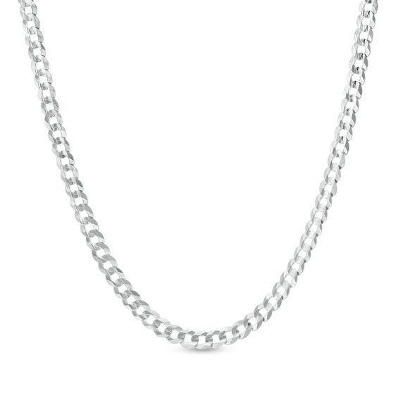 Men's 3.6mm Curb Chain Necklace in Solid 14K White Gold - 22" Product Image