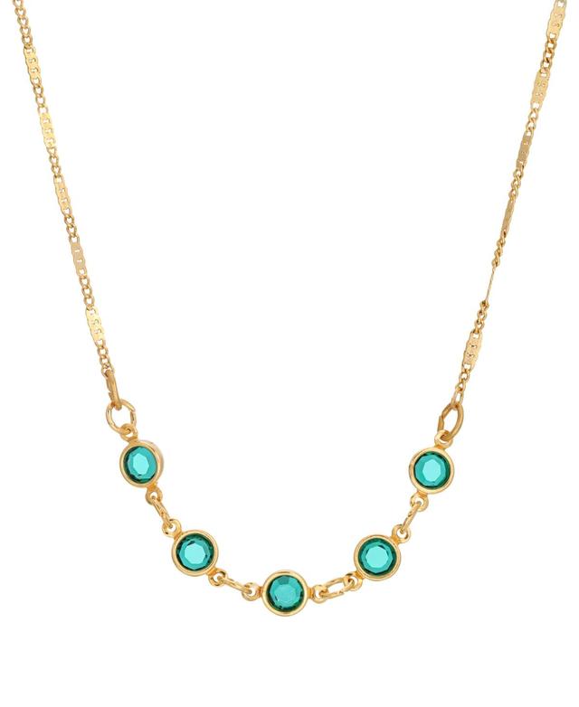 1928 Gold Tone Petite Green Crystal Necklace, Womens Product Image