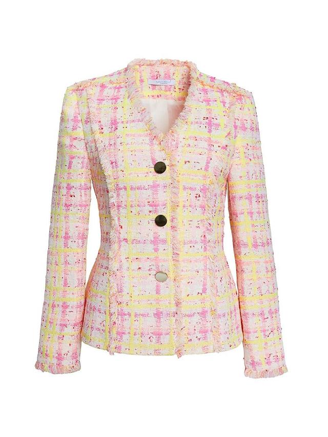 Womens Plaid Tweed Jacket Product Image