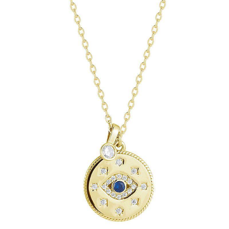 Sunkissed Sterling 14k Gold Over Silver Cubic Zirconia Eye Pendant Necklace, Womens Gold Tone Product Image