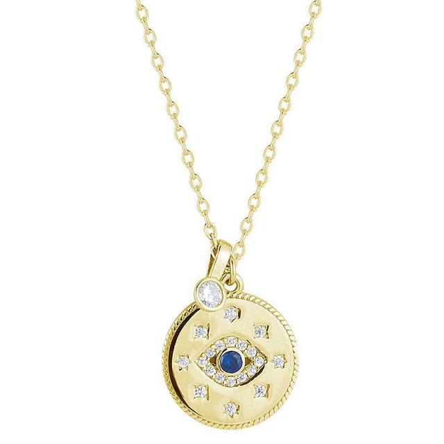 Sunkissed Sterling 14k Gold Over Silver Cubic Zirconia Eye Pendant Necklace, Womens Yellow Product Image