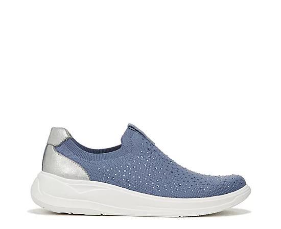 Bzees Twilight Womens Rhinestone Slip-on Sneakers Blue Knit Fabric Product Image