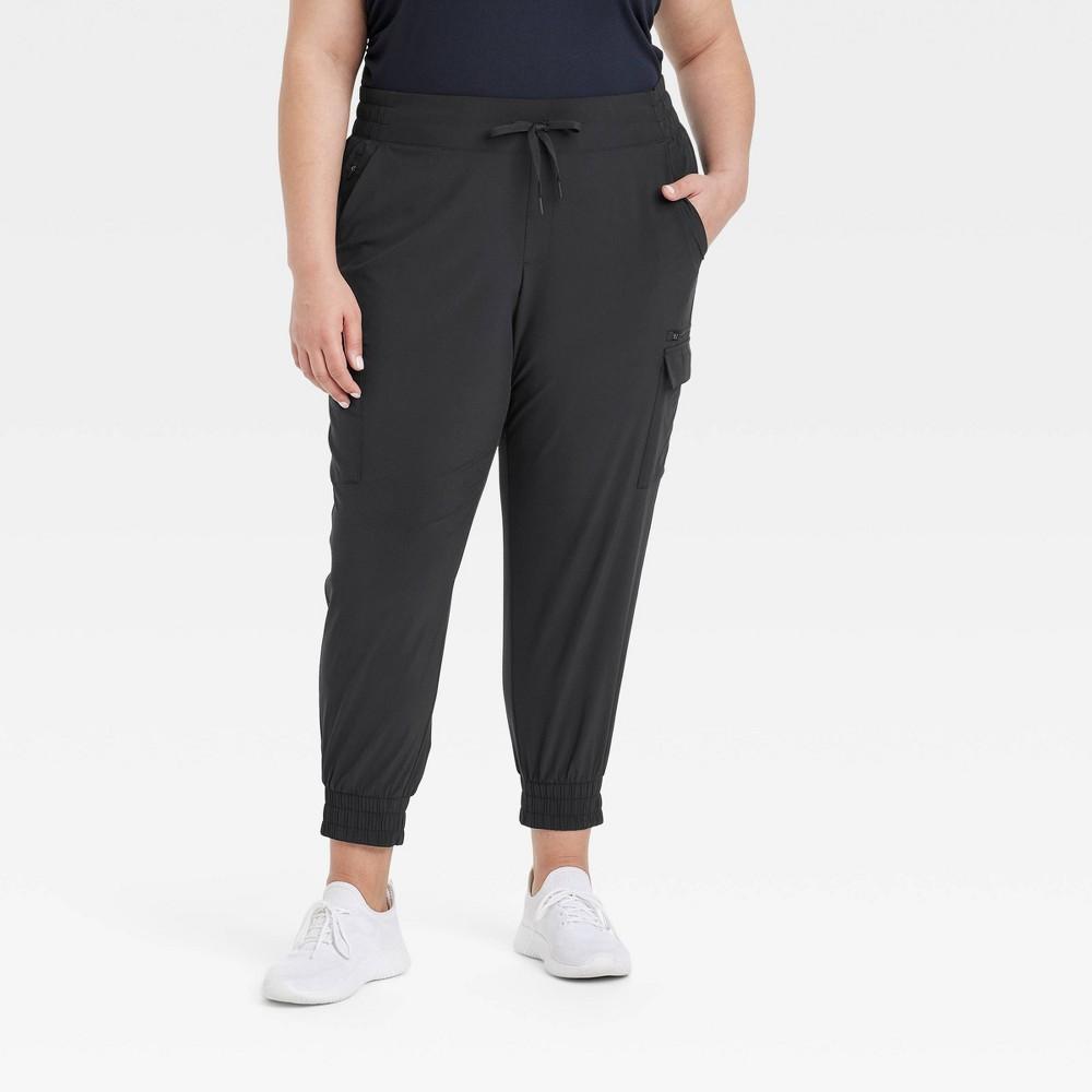 Womens Active Light Mid-Rise Cargo Joggers - All In Motion Black 1X Product Image