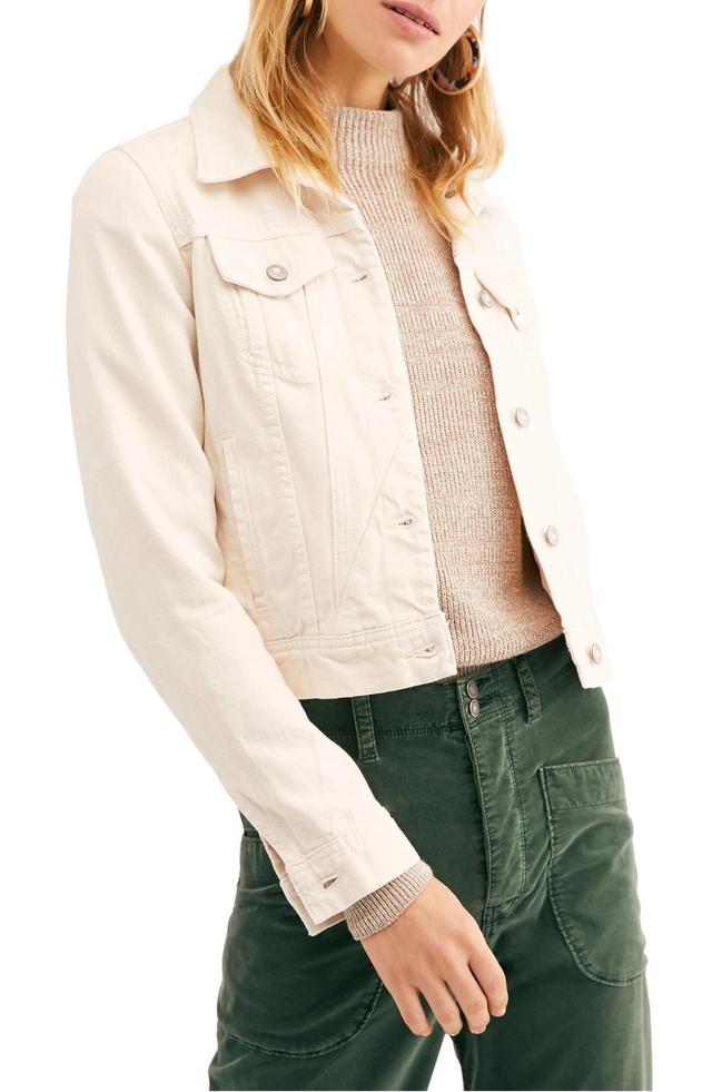 FREE PEOPLE Rumors Denim Jacket In Ivory Product Image