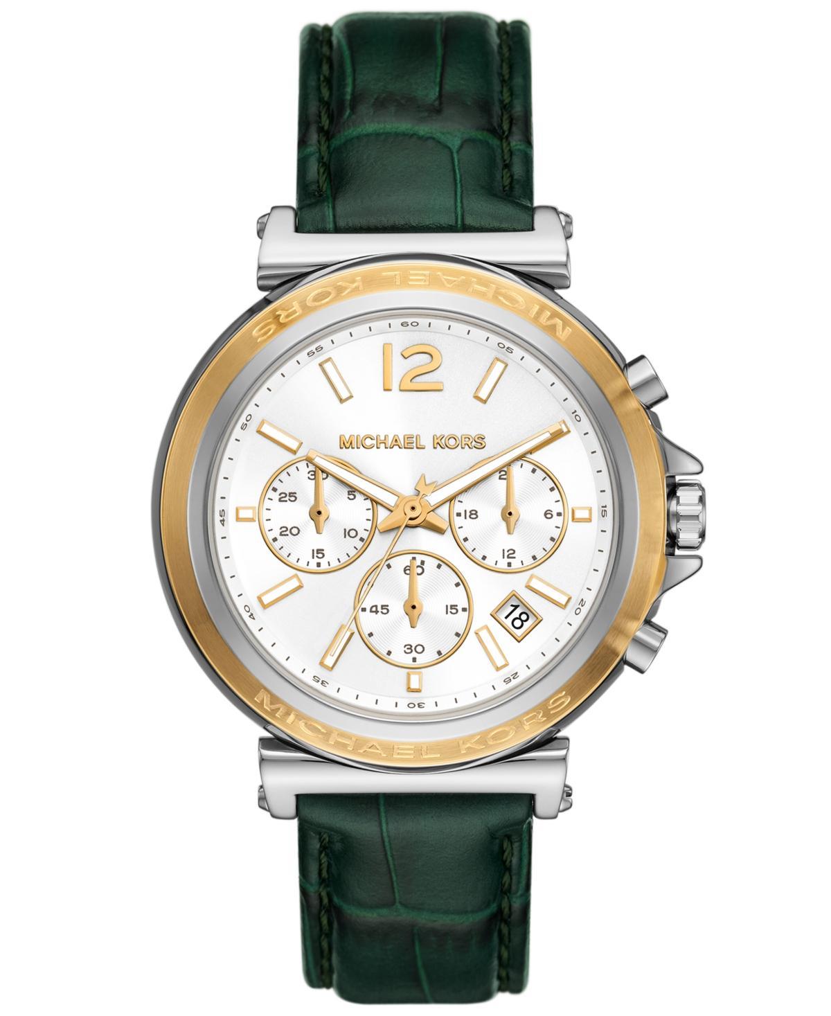 Michael Kors Womens Maren Chronograph Green Leather Watch 40mm - Green Product Image