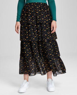 Women's Floral-Print Tiered Maxi Skirt, Created for Macy's Product Image