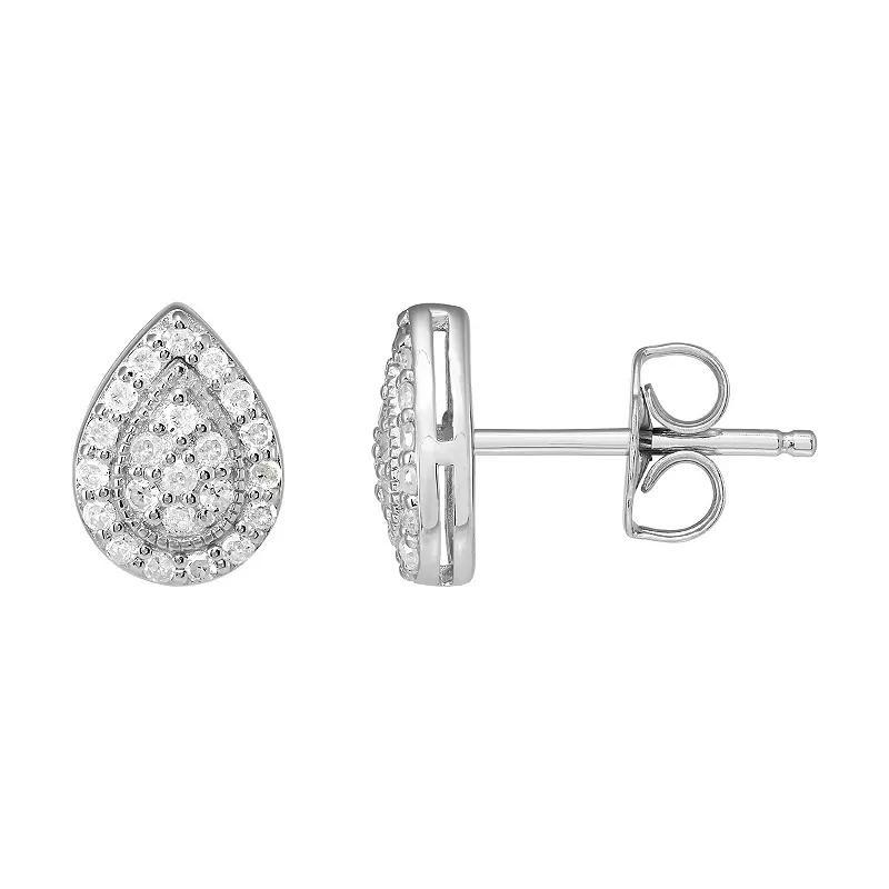 Sterling Silver 1/4 Carat T.W. Diamond Pear-Shaped Stud Earrings, Womens Product Image