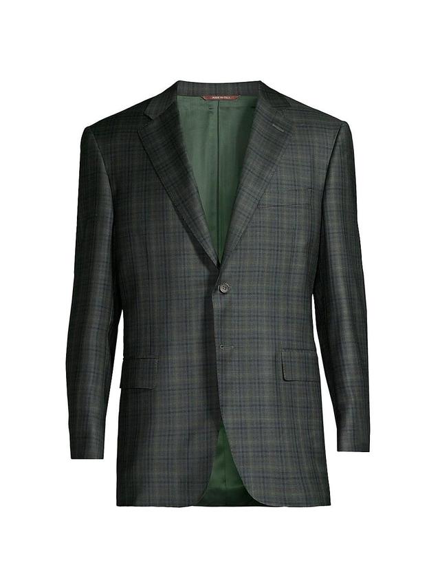 Mens Siena Plaid Wool Two-Button Sport Coat Product Image