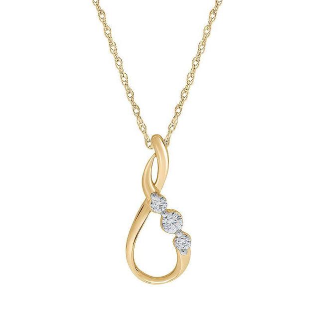 Together As One 10k Gold 1/4 Carat T.W. IGI Certified Diamond Infinity Pendant Necklace, Womens Product Image