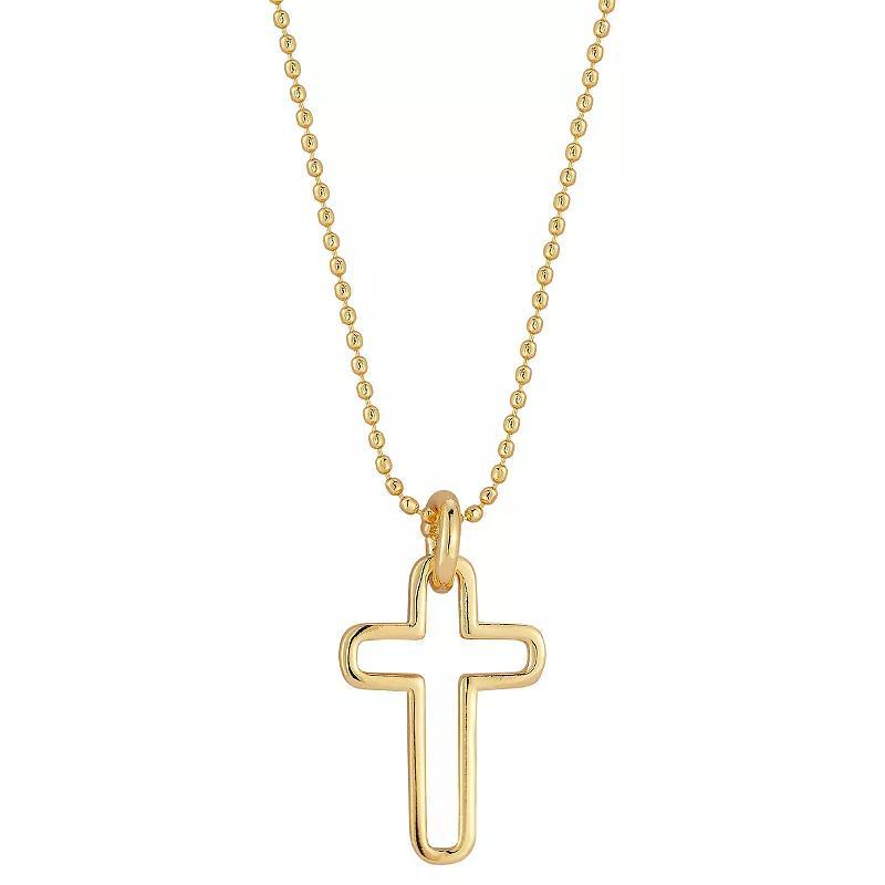 WINX 18k Gold Plated Dainty Open Cross Necklace, Womens Gold Tone Product Image