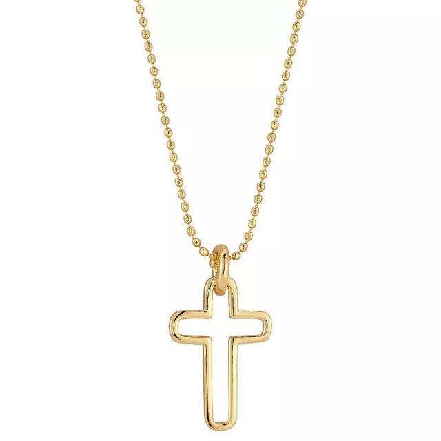 WINX 18k Gold Plated Dainty Open Cross Necklace, Womens Gold Tone Product Image