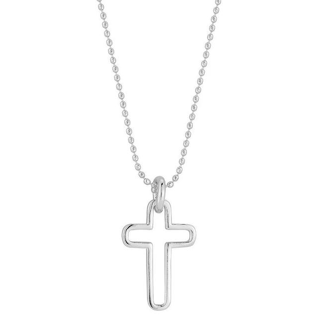 WINX 18k Gold Plated Dainty Open Cross Necklace, Womens Silver Tone Product Image