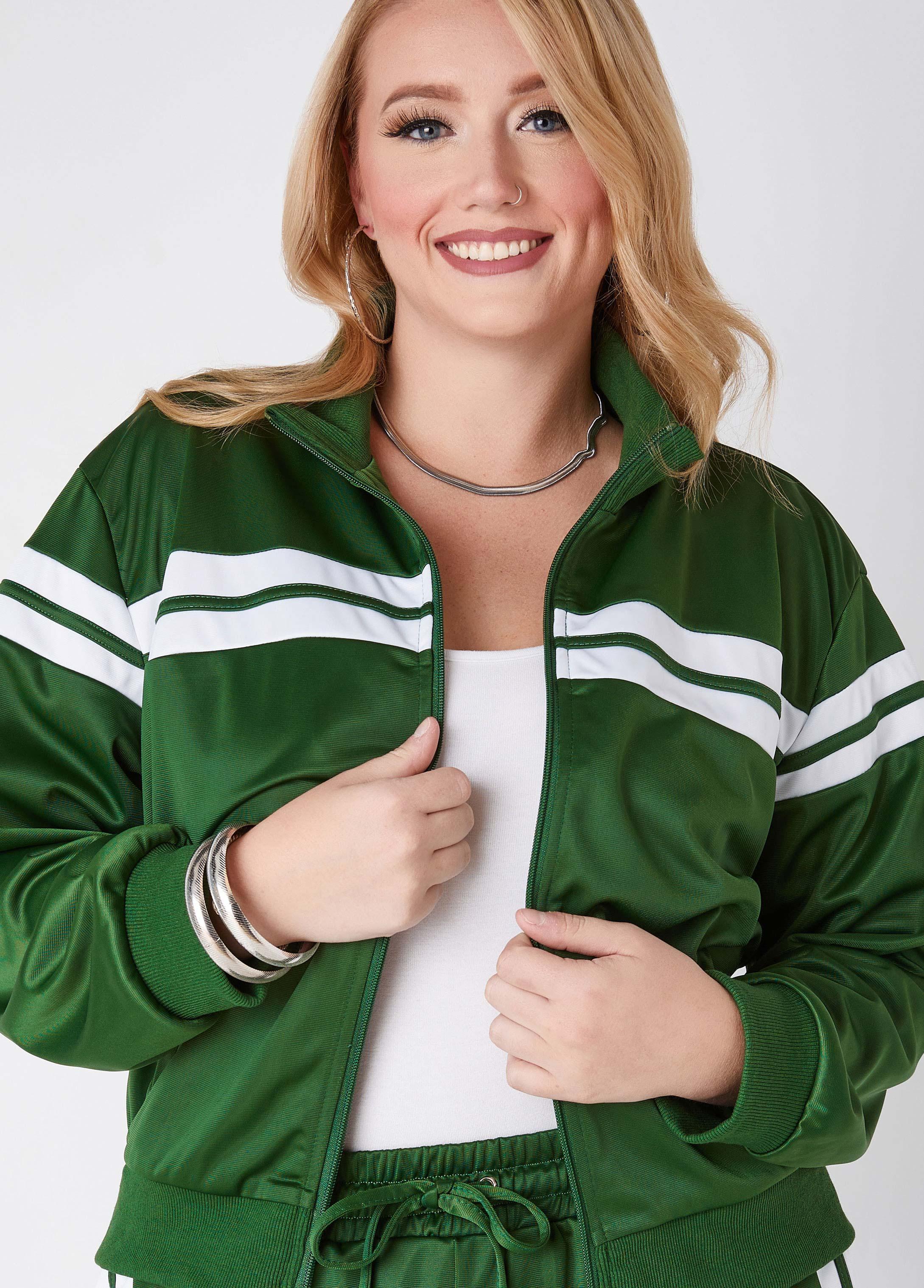 Zip Front Striped Track Jacket Product Image