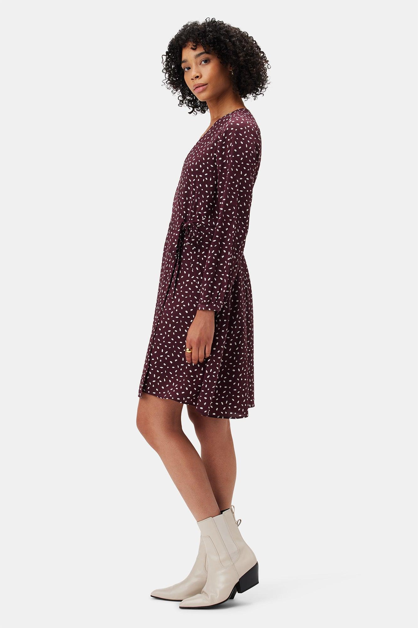 Ivy Long Sleeve Washable Silk Dress - Doucet Dot Vineyard Product Image