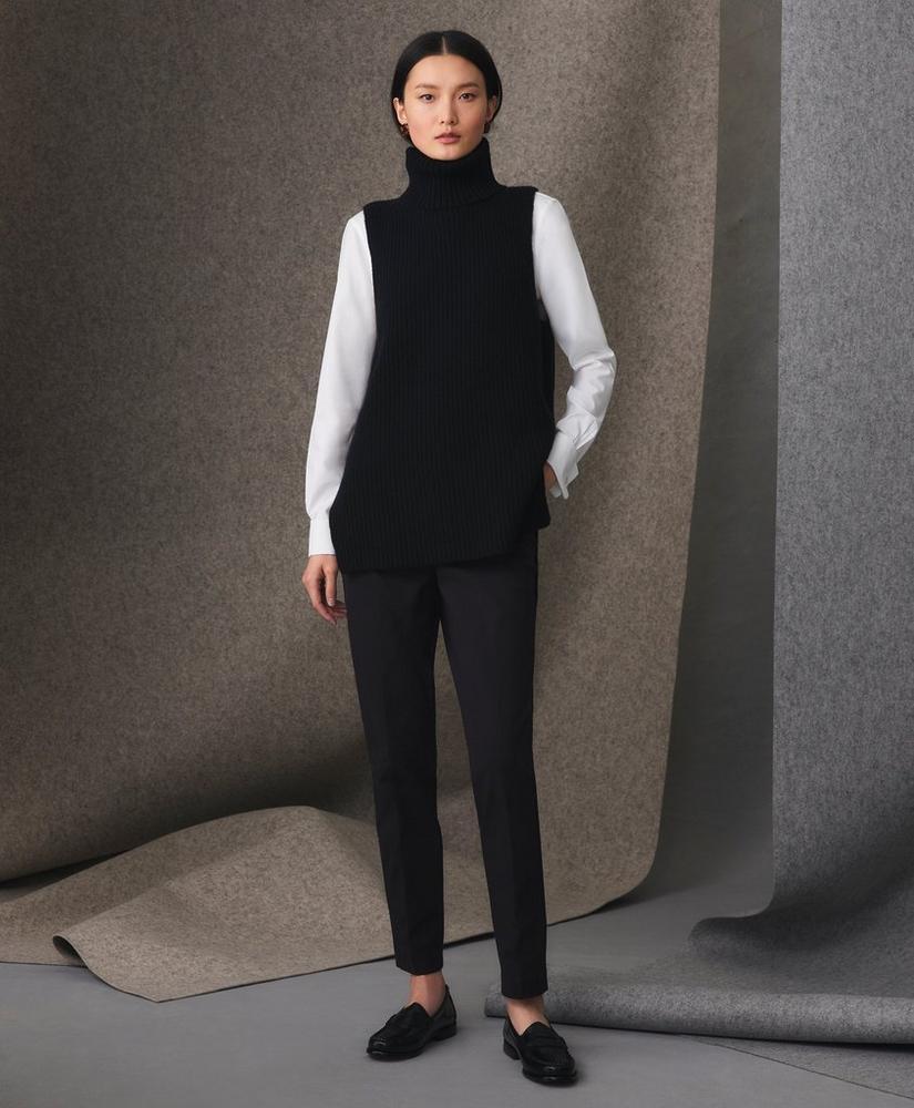 Sleeveless Ribbed Turtleneck Sweater in Wool-Cashmere Product Image