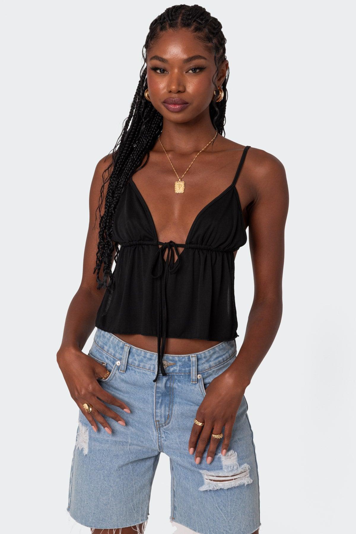 Rylee Tie Front Open Back Top Product Image