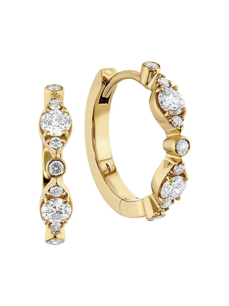 Womens Regal 18K Yellow Gold & 0.33-0.38 TCW Diamond Huggie Hoop Earrings Product Image