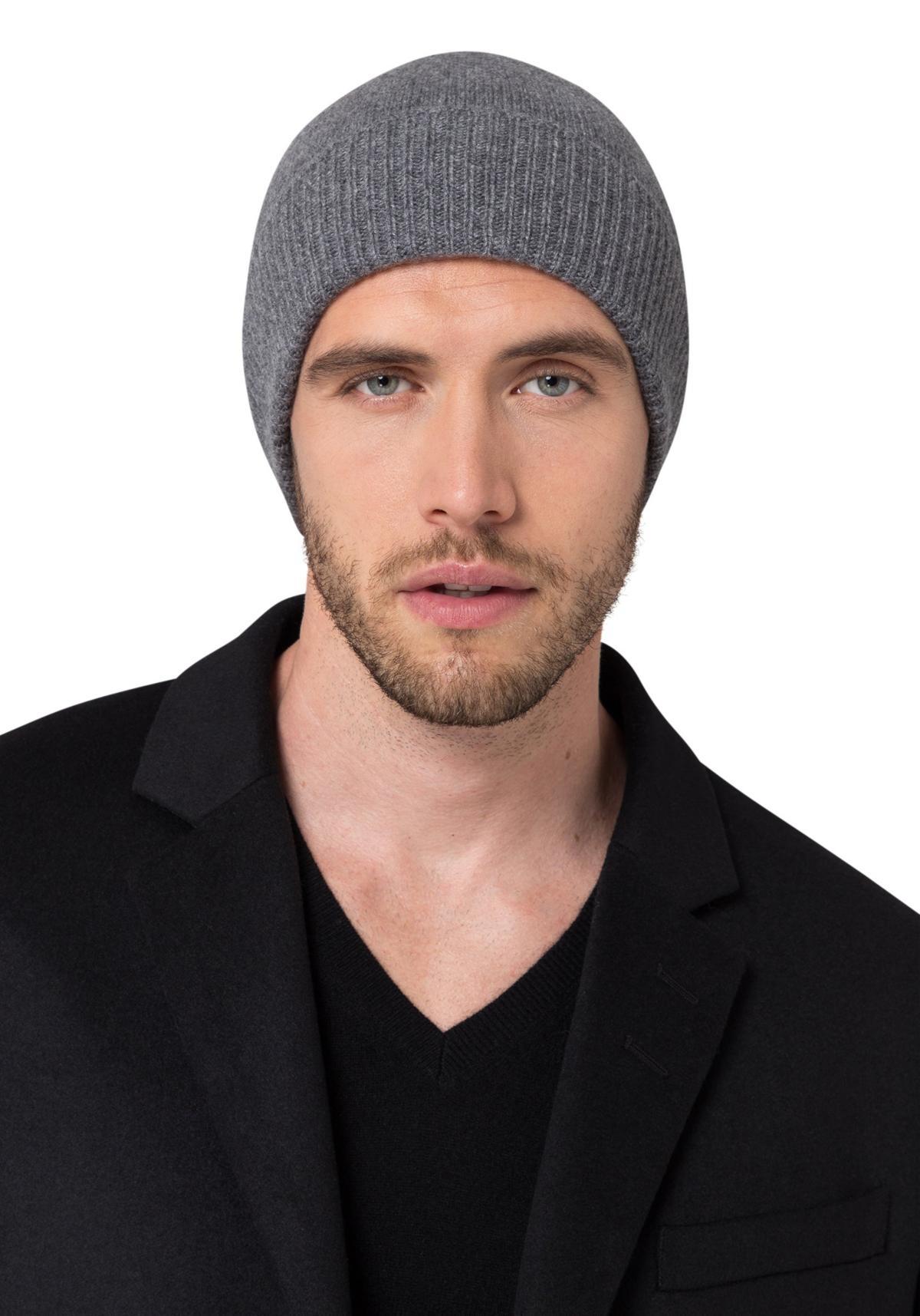 Style Republic Mens 100% Pure Cashmere Ribbed Edge Beanie Product Image