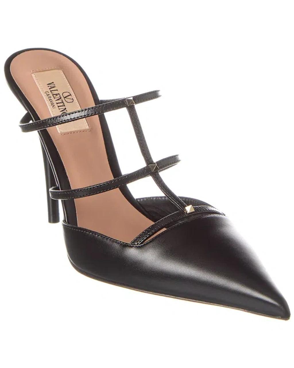 Valentino Rockstud 100 Leather Mule In Black Product Image