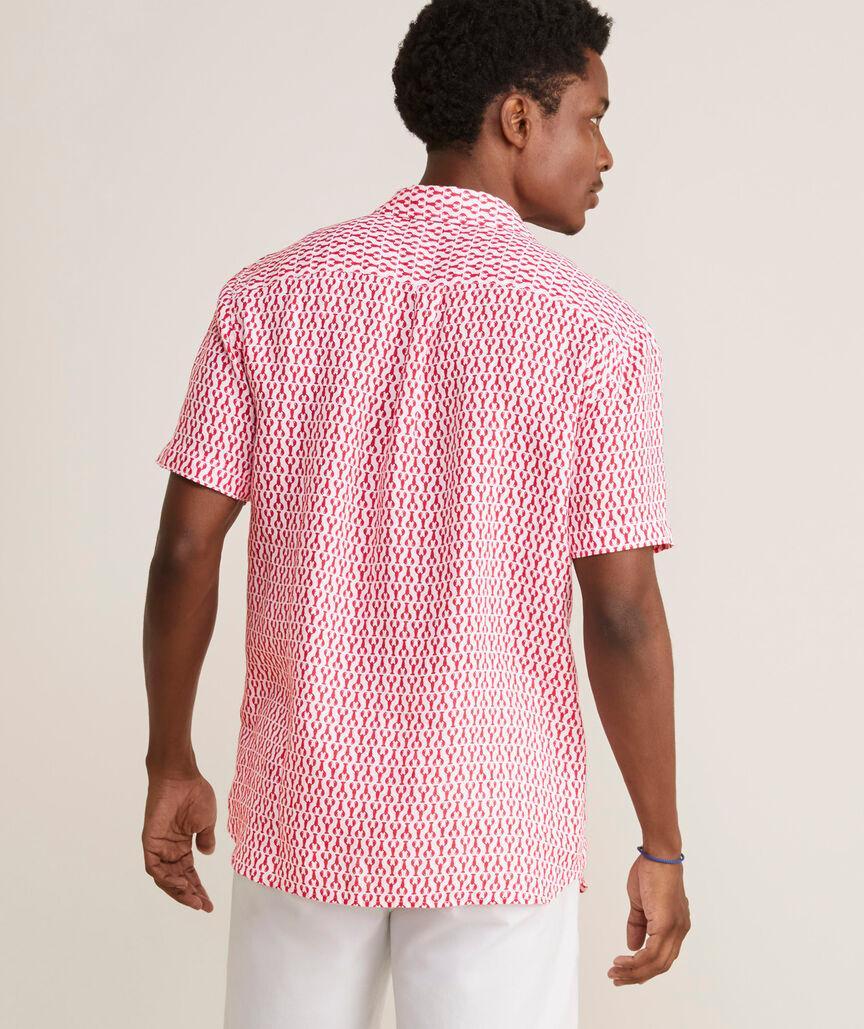 Linen Short-Sleeve Micro Lobsters Shirt Product Image