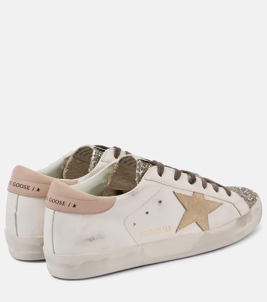 Super-star Glitter Leather Sneakers In White Product Image