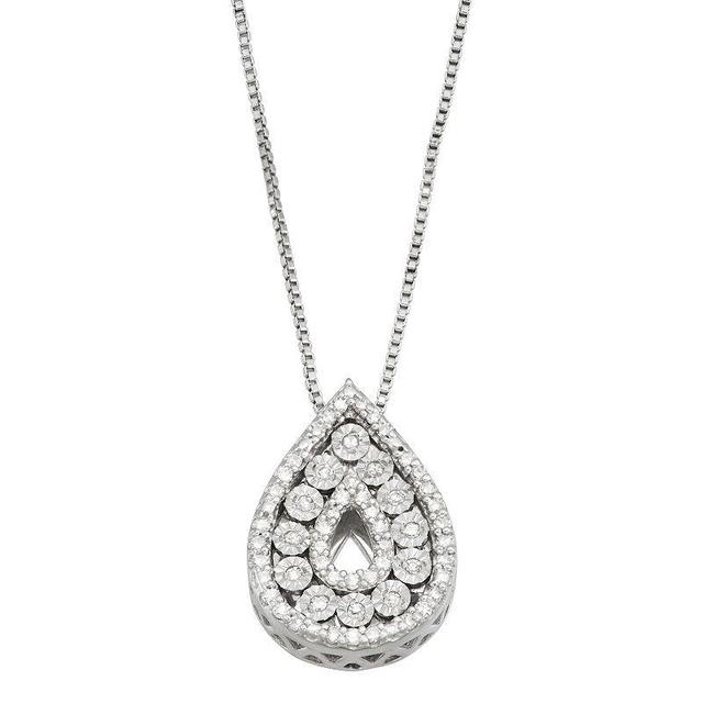 Sterling Silver 1/5 Carat T.W. Diamond Pear Shape Pendant Necklace, Womens Product Image