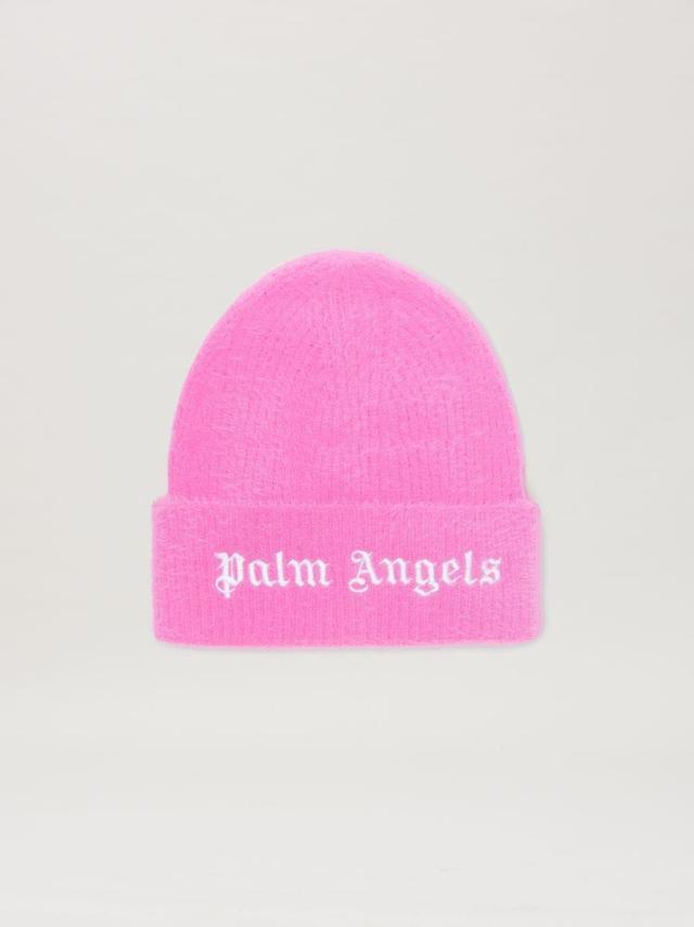 Maxi Beanie Classic Logo in pink  - Palm Angels® Official  Product Image