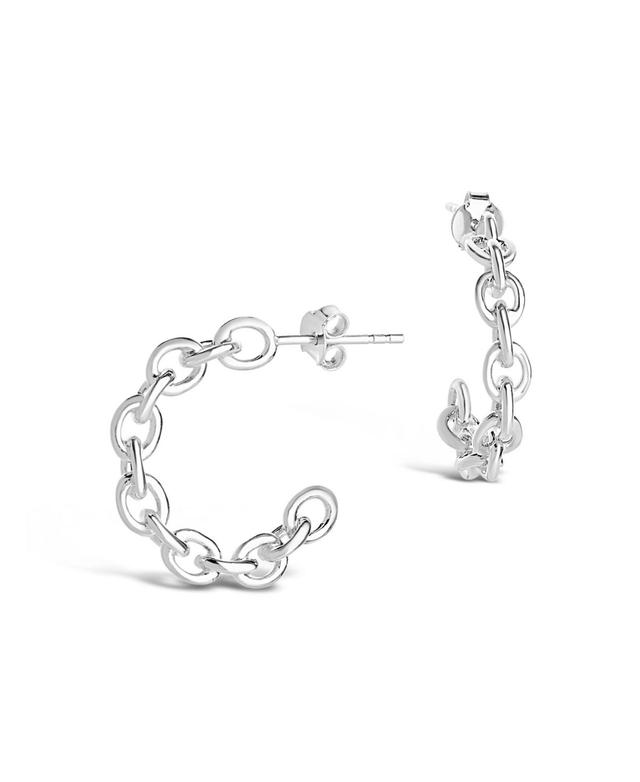 Womens Delicate Chain Silver Plated Hoop Earrings Product Image