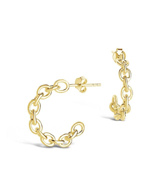 Womens Delicate Chain 14K Gold Plated Hoop Earrings Product Image