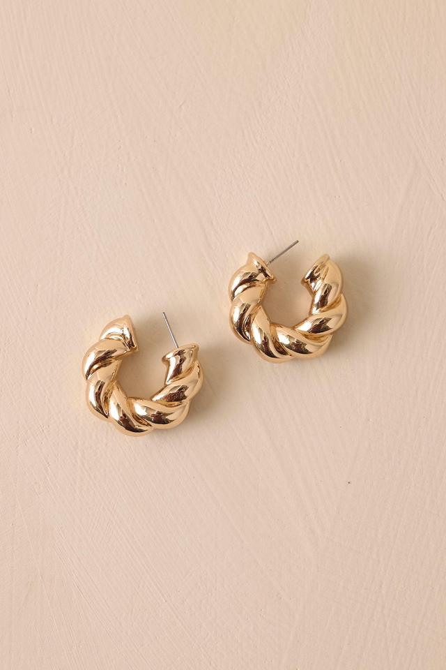 Eternal Arcs Gold Twisted Hoop Earrings Product Image