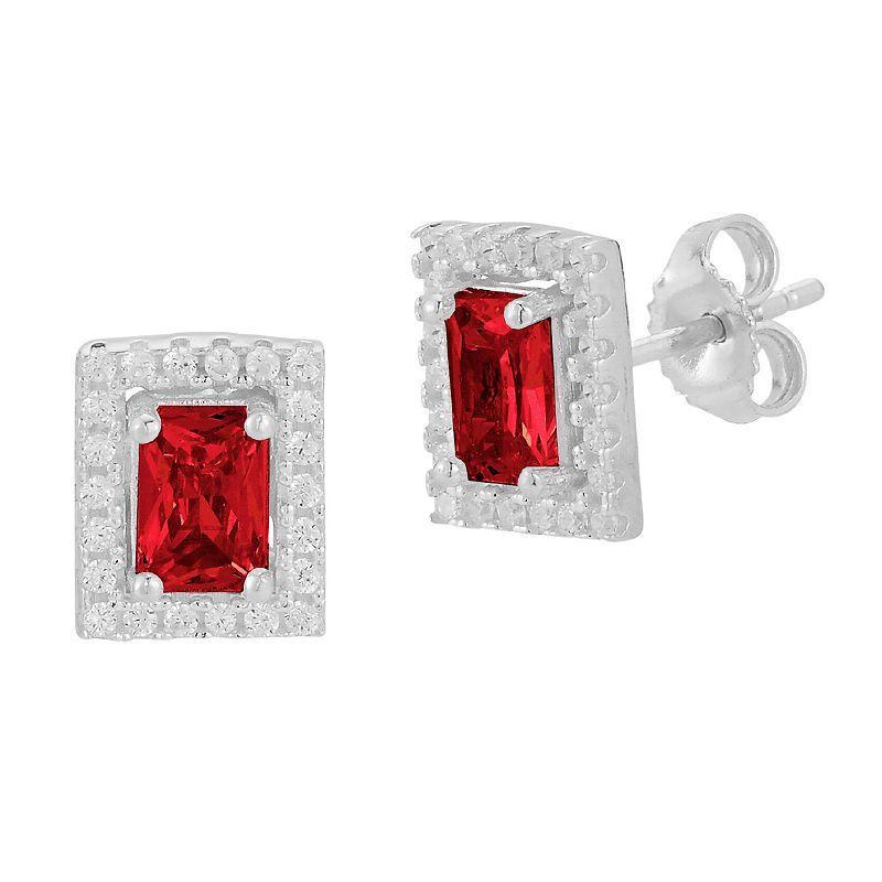 Sunkissed Sterling Cubic Zirconia Cluster Stud Earrings, Womens, Red Product Image