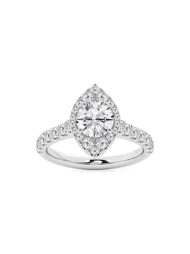 Womens 14K White Gold & 1.75 TCW Lab-Grown Diamond Halo Ring Product Image