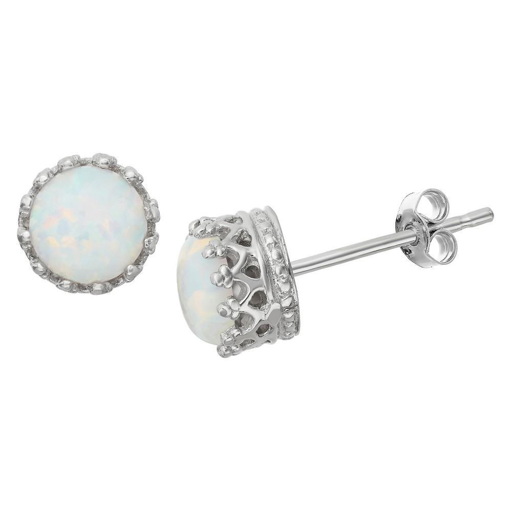 Designs by Gioelli Sterling Silver Lab-Created Opal Stud Earrings, Womens, White Product Image