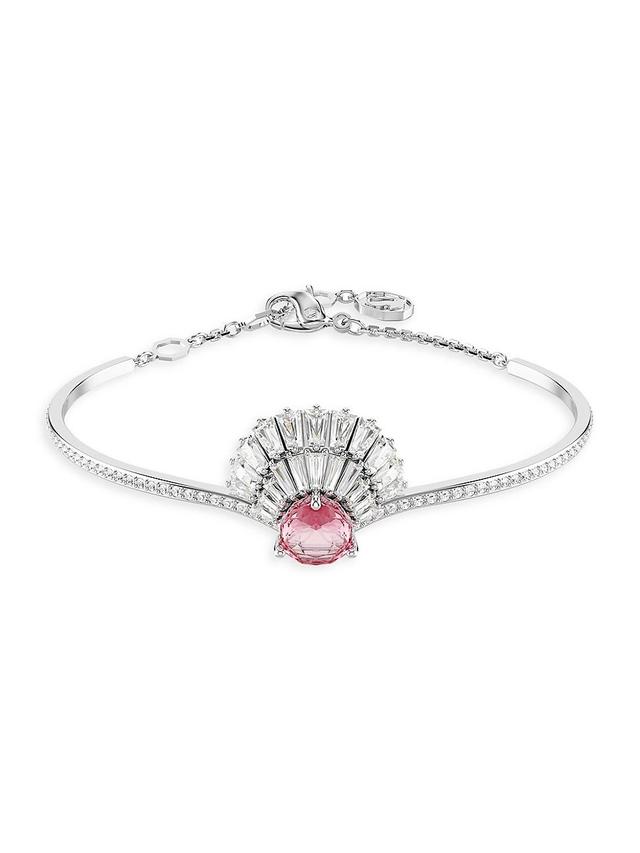 Womens Idyllia Rhodium-Plated & Swarovski Crystal Bangle Product Image