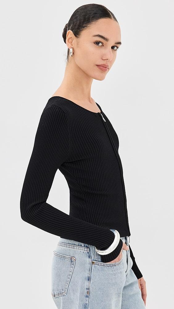 Good American Virgo Rib Zip Front Sweater | Shopbop Product Image