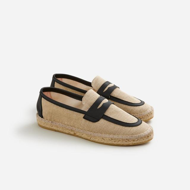 Made-in-Spain loafer espadrilles in linen blend and leather Product Image