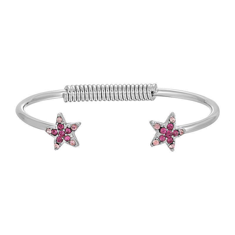 1928 Silver Tone Simulated Crystal Star Spring Bracelet, Womens, Pink Product Image