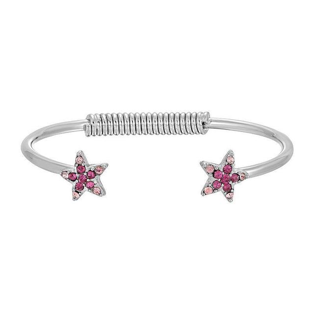 1928 Silver Tone Simulated Crystal Star Spring Bracelet, Womens, Pink Product Image