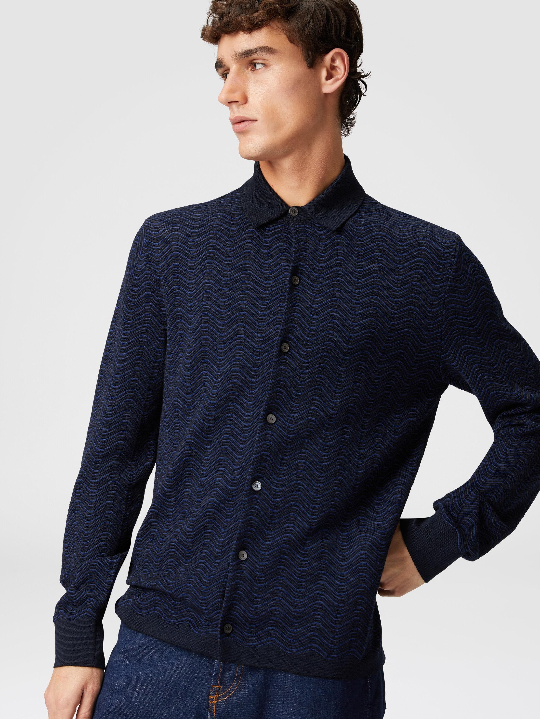 Virgin wool and viscose shirt with wave pattern Product Image