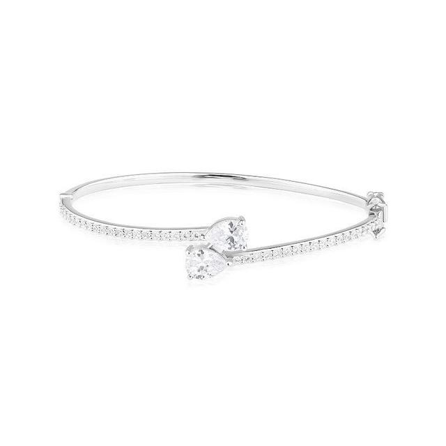 Judy Crowell Sterling Silver Pear Cut CZ Bypass Bangle Bracelet, Womens Product Image