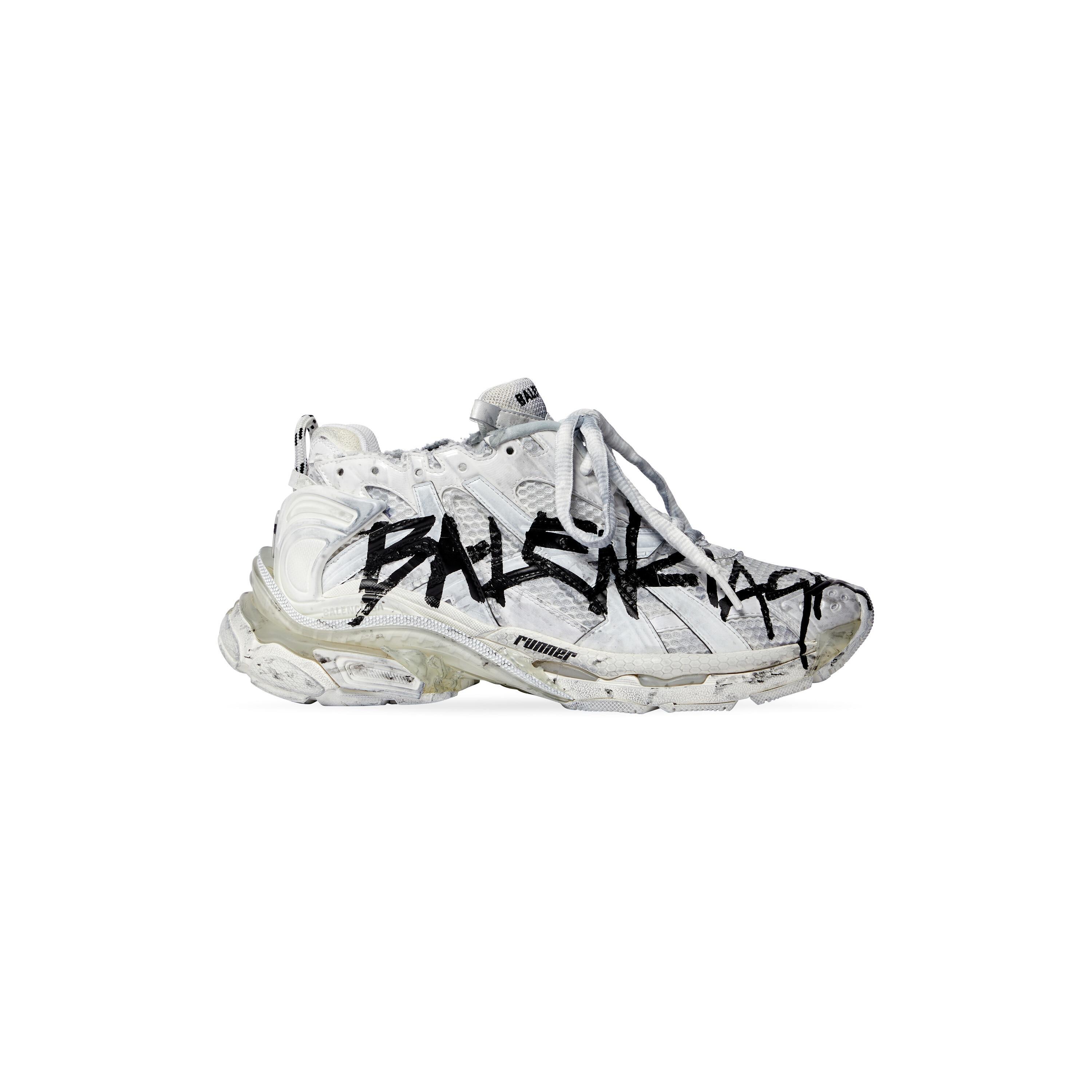 Men's Runner Graffiti Sneaker in White Product Image